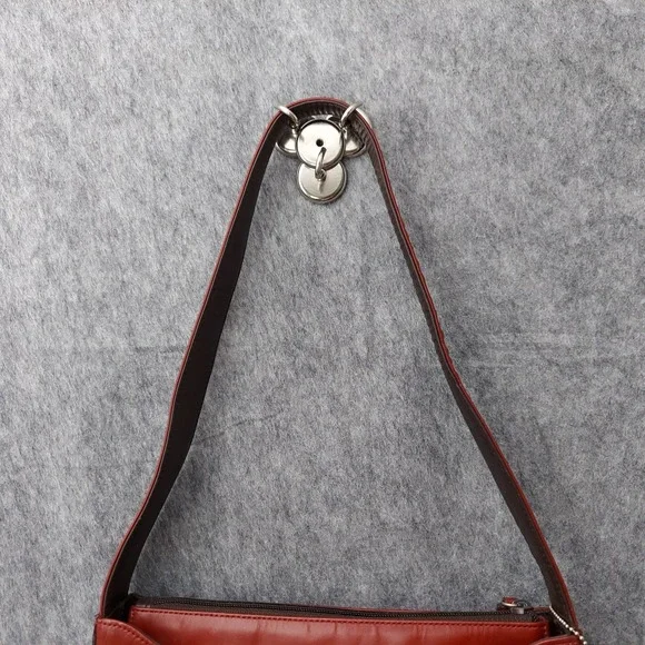 VTG Y2K Kenneth Cole Leather Shoulder Bag Red Purse Demi Zipper New York Stamped - Picture 10 of 15